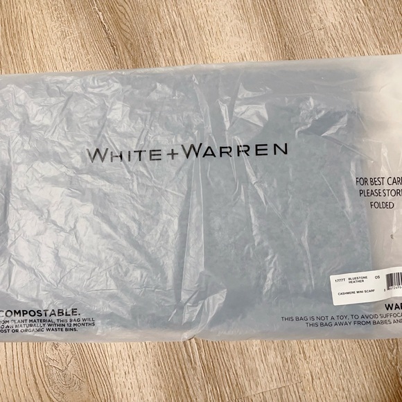 White+Warren Cashmere Mini Scarf 1777T Bluestone Heather - Picture 2 of 3